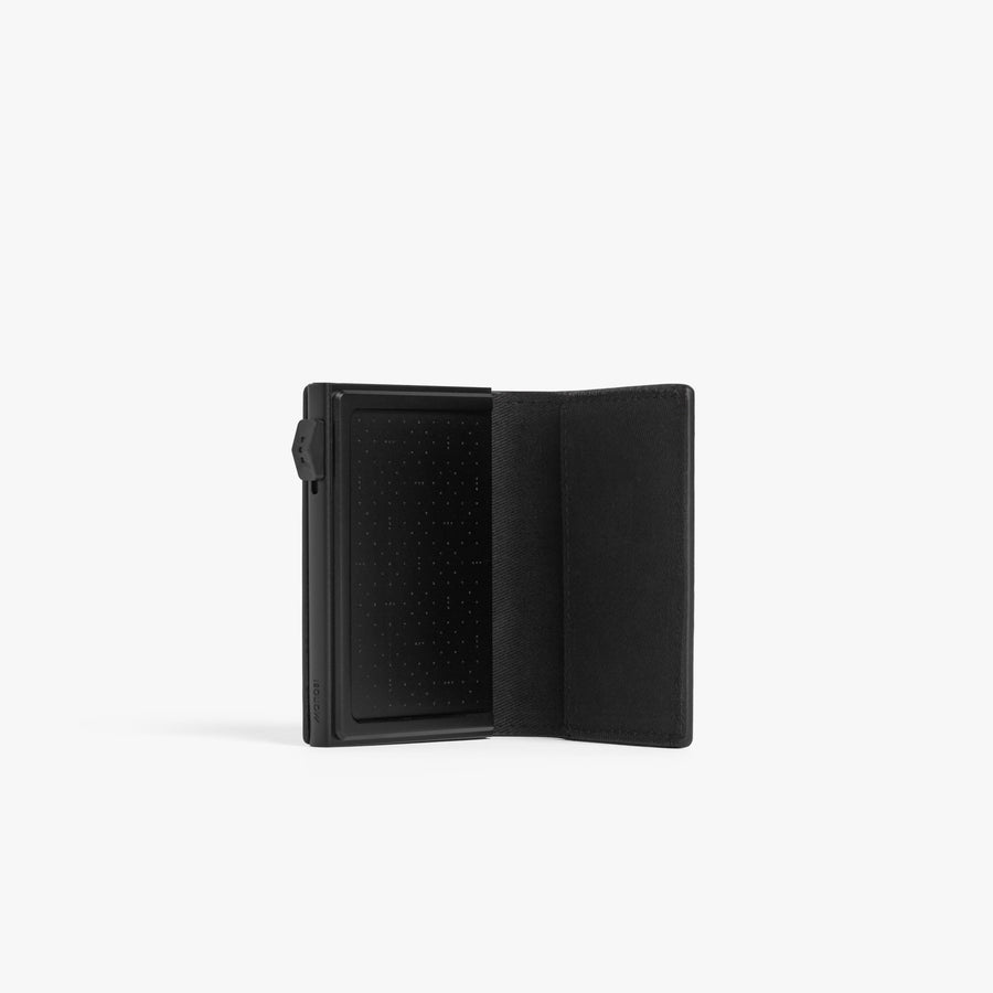 Carbon Black / Black | Open view of Slim Wallet Pro in Carbon Black / Black