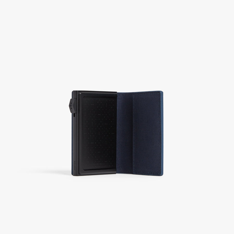 Oxford Blue / Black | Open view of Slim Wallet Pro in Oxford Blue / Black